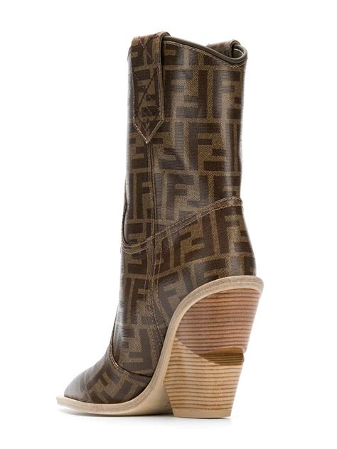 brown leather boots fendi|fendi plaid cowboy boots.